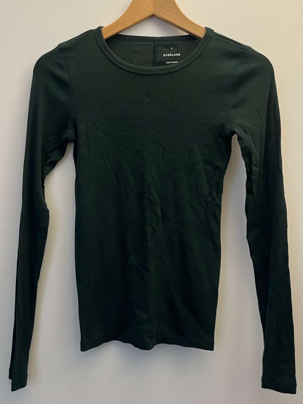 Everlane The Luxe Rib Long-Sleeve Crew - Scarab Small - Picture 2 of 6